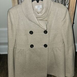 LOFT Women's Cream Double-Breasted Jacket